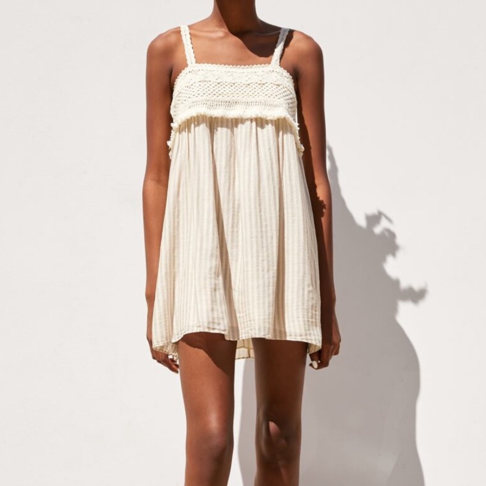 ZARA | Rustic Dress with Crochet Trim